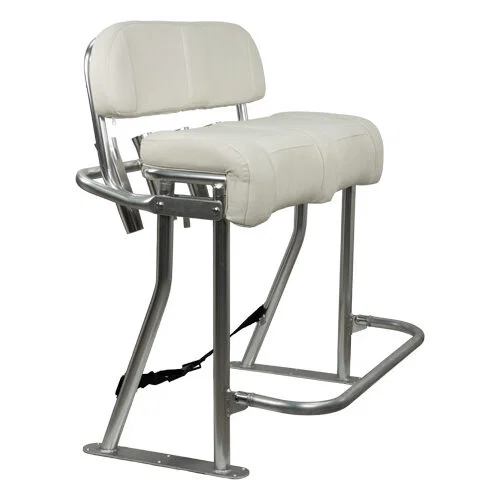 1080080-06 – SPRINGFIELD Boat Seat, Fishing Seat Leaning Post Seat Non-Adjustable Non-Foldable White Aluminum Frame/ ...